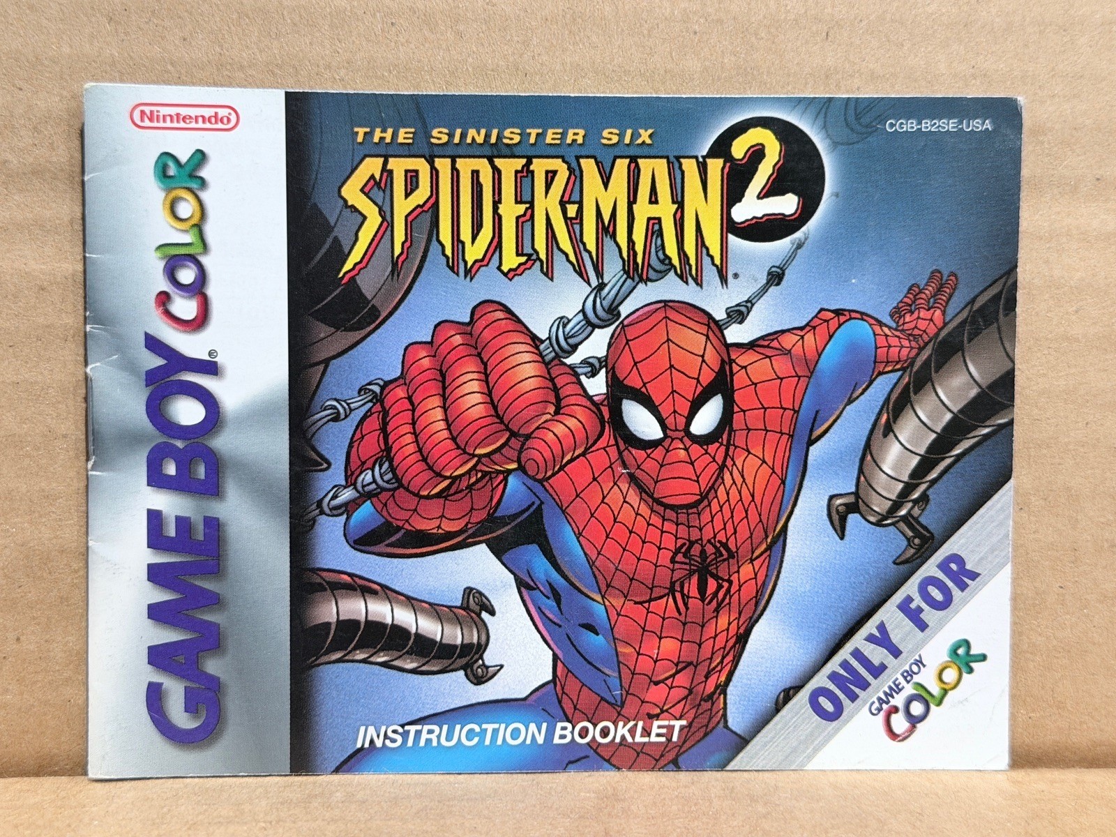 The Sinister Six Spider-Man 2 Nintendo Game Boy Color  Game Manual Booklet Only