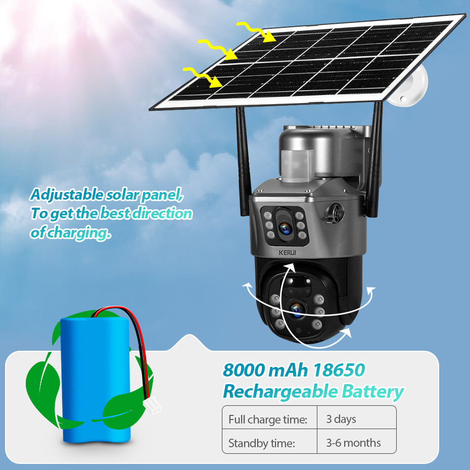 2x Solar Battery Powered Wireless WiFi Outdoor Home Security Camera System CCTV