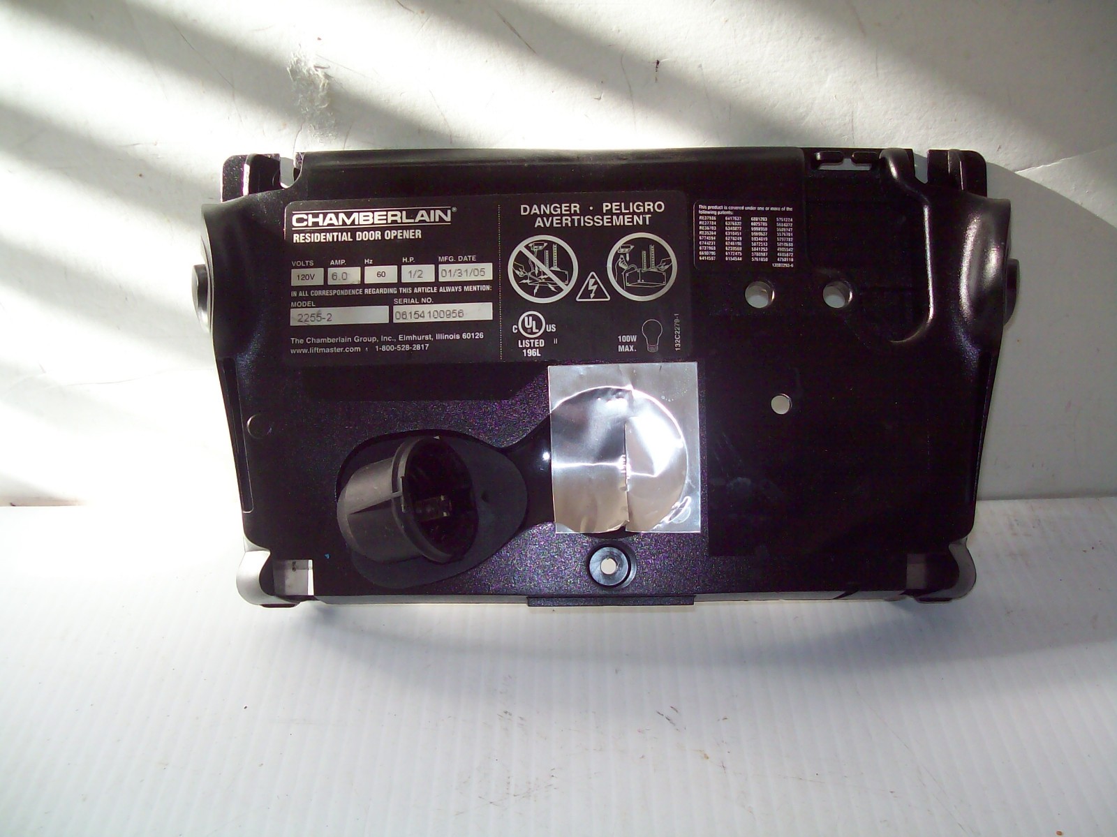 Liftmaster Garage Door 1/2 HP Opener Light Bulb Lens Cover Mounting Panel VGUC