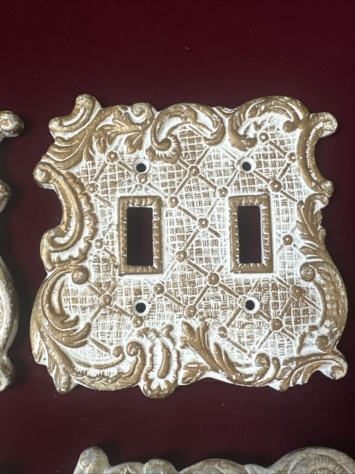 Vtg 5x5 Porcelain Double Switch Plate Lot 4 Ornate Victorian Shabby Chic Japan
