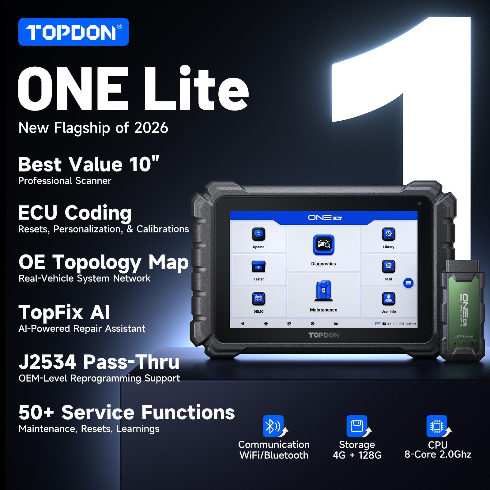 2026 TOPDON ONE Lite 10.1" Diagnostic Scan Tool €CU Coding & J2534 Programming