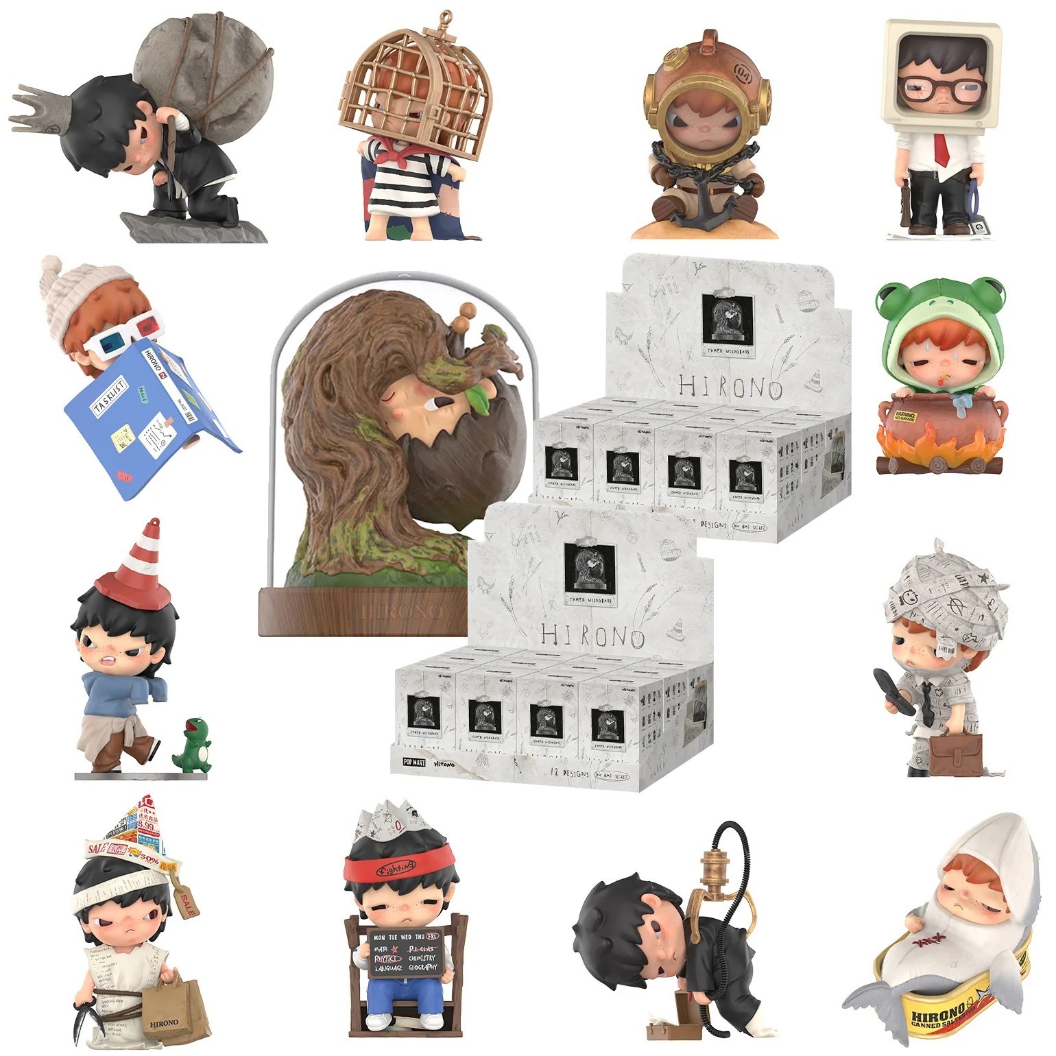 POP MART Hirono Tamed Wildgrass Series Confirmed Figures Sealed Bag in Open Box