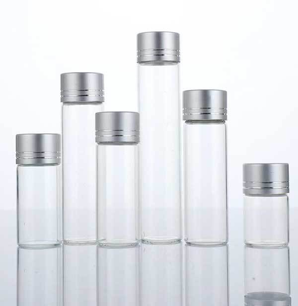Wholesale Empty 5ml-200ml Clear Glass Bottles With Aluminum Silver Line Caps