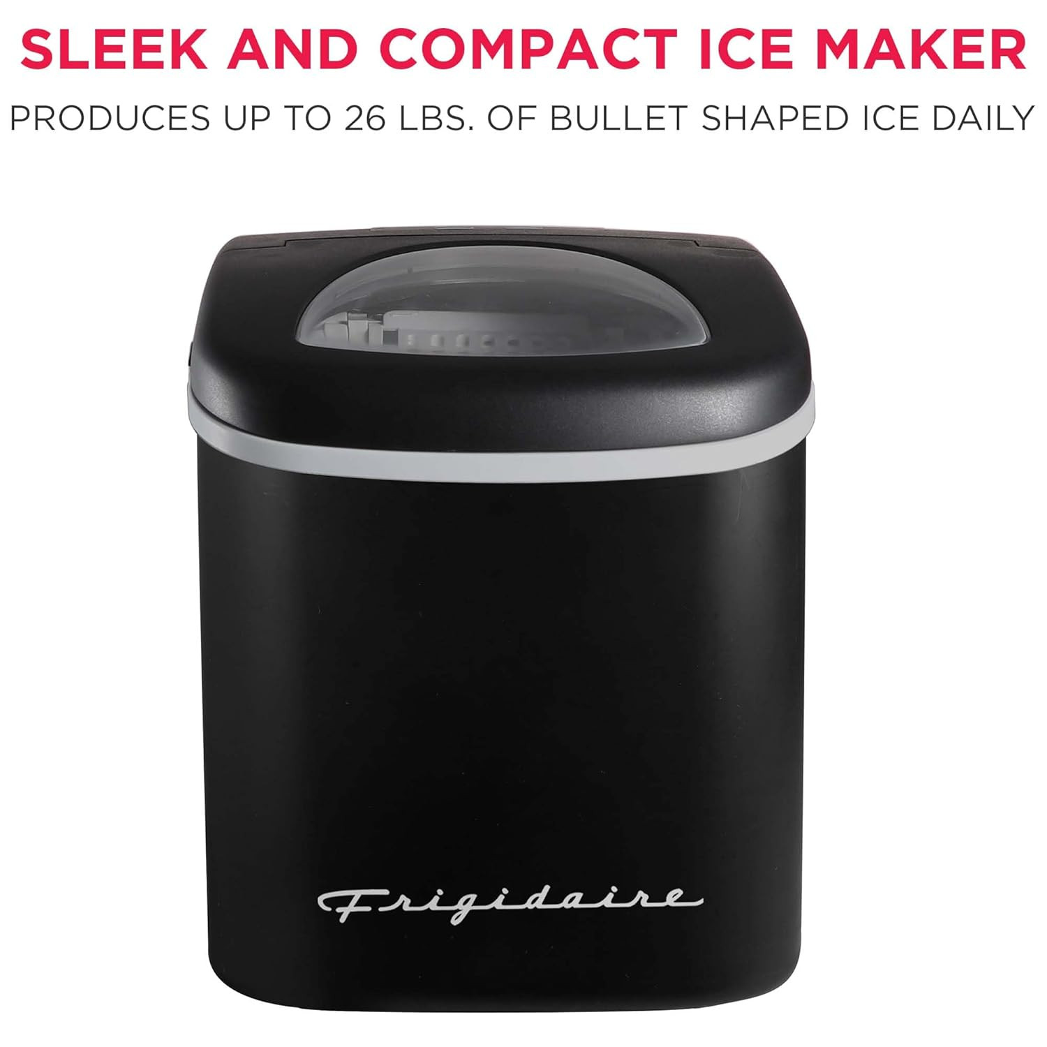 EFIC128AMZBLK Compact Countertop Ice Maker, 26 Lb per Day, Black