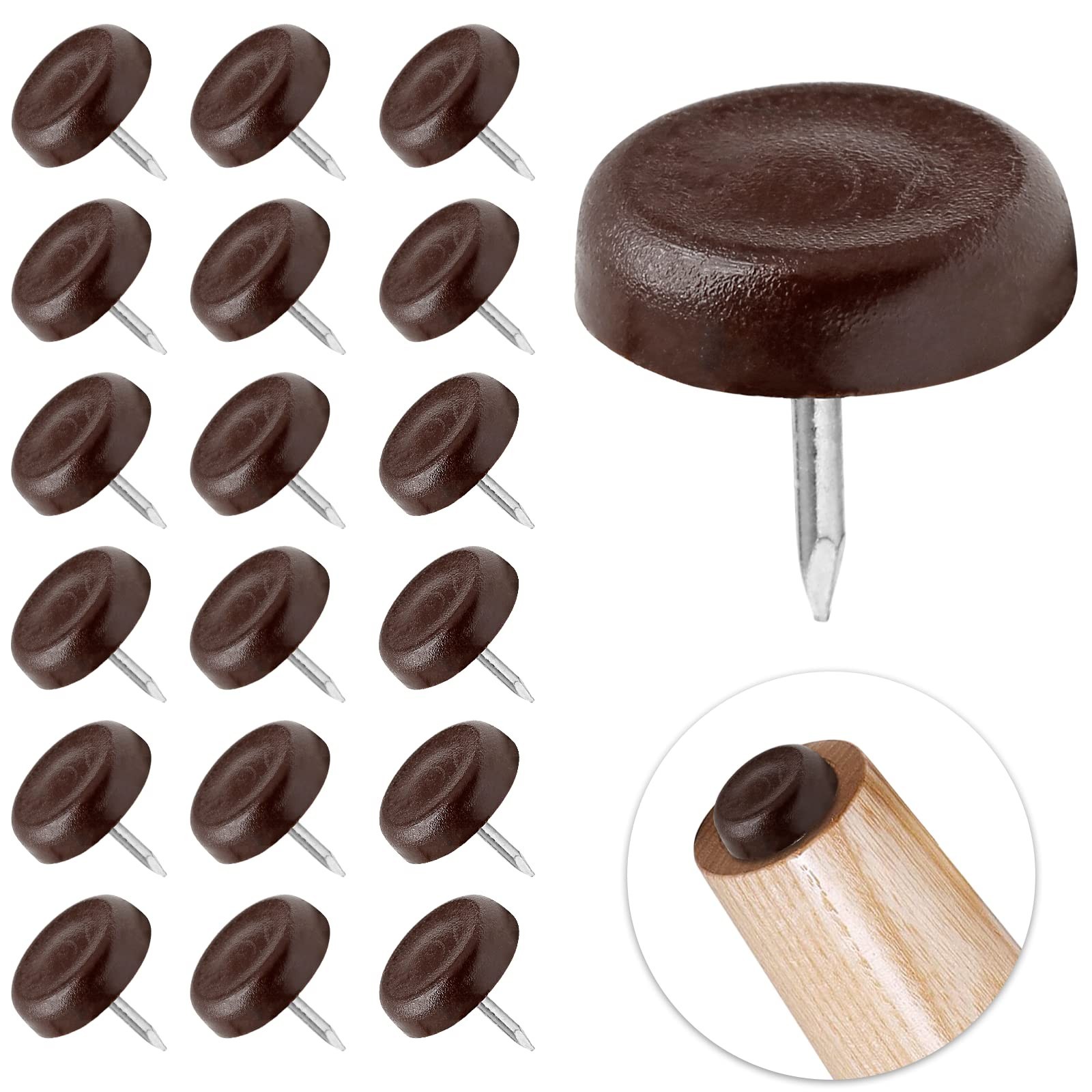 Waziaqoc 60PCS Nylon Furniture Sliders, Brown Nail On Furniture Glides Slider...