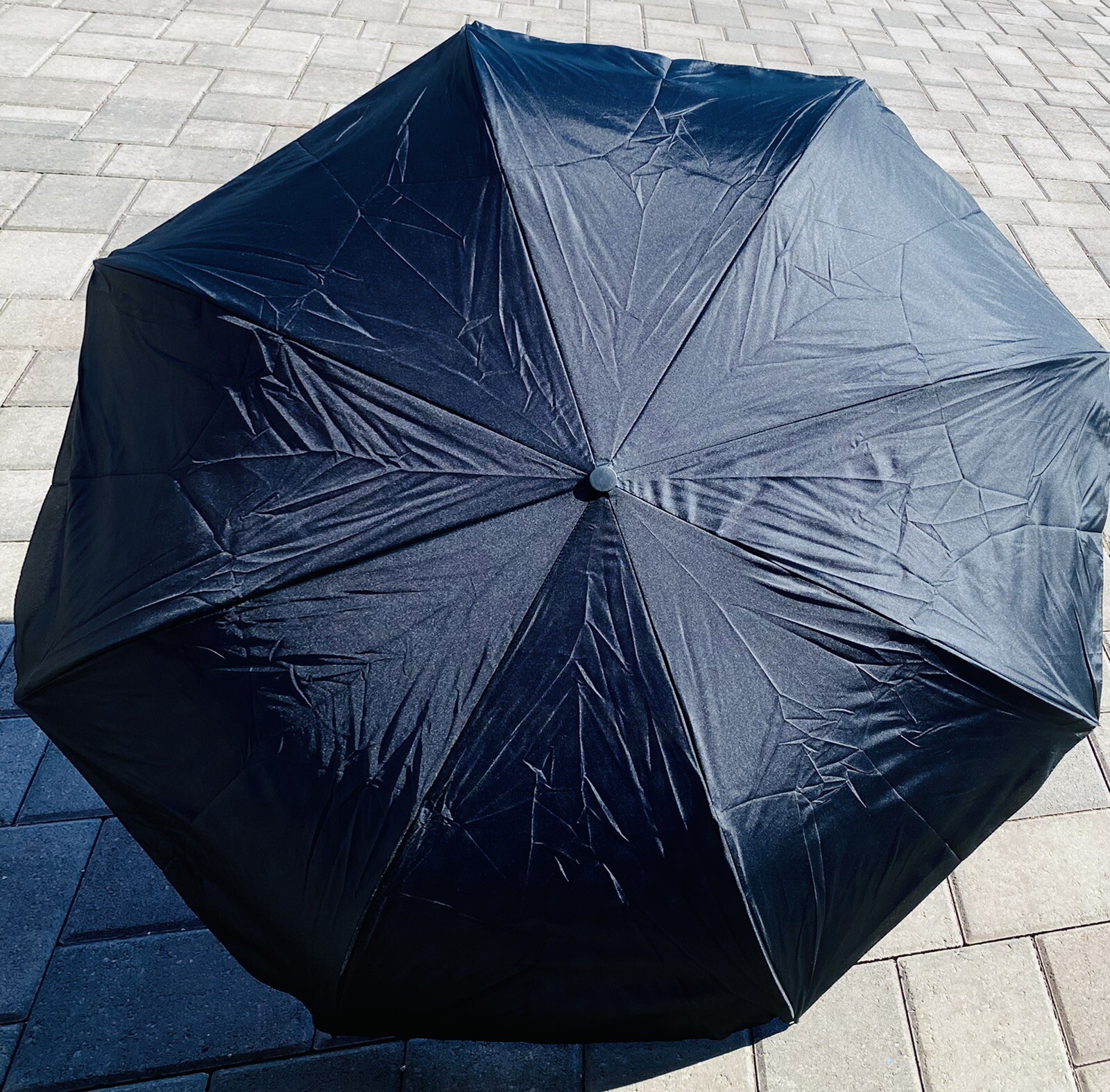 Purple/White Polka Dot & Black Double Layer Reverse Umbrellas - C Shaped Handle