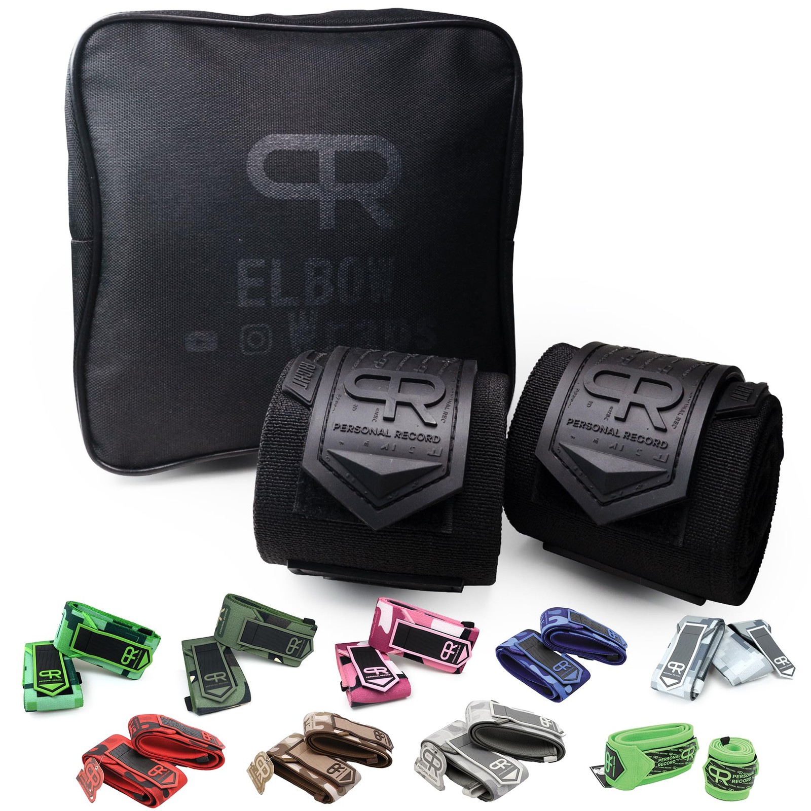 PR Personal Record Elbow Wraps for Weightlifting - Heavy Duty Construction, 25%