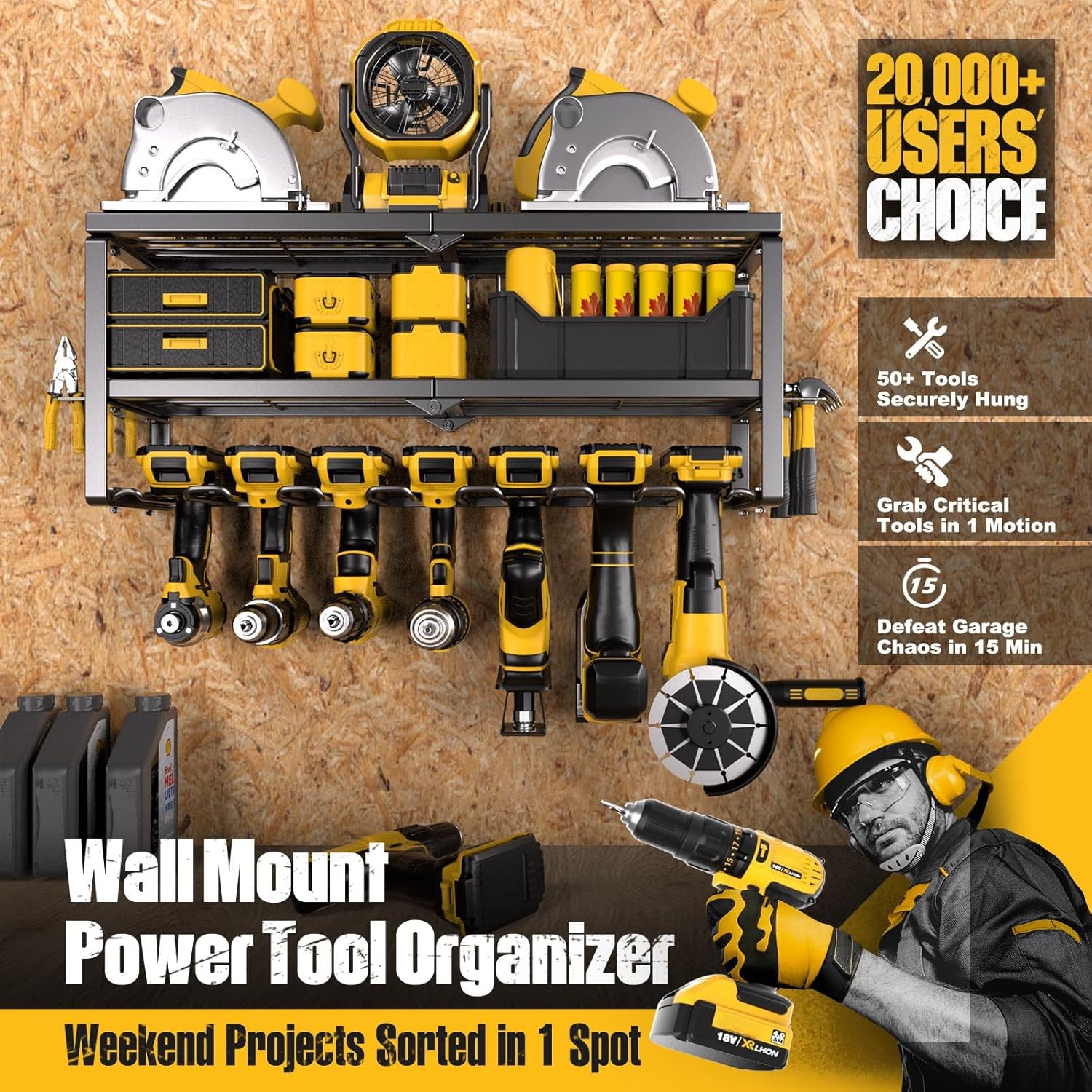 Power Tool Organizer Wall Mounted Power Tool Rack for Cordless Drill Storage