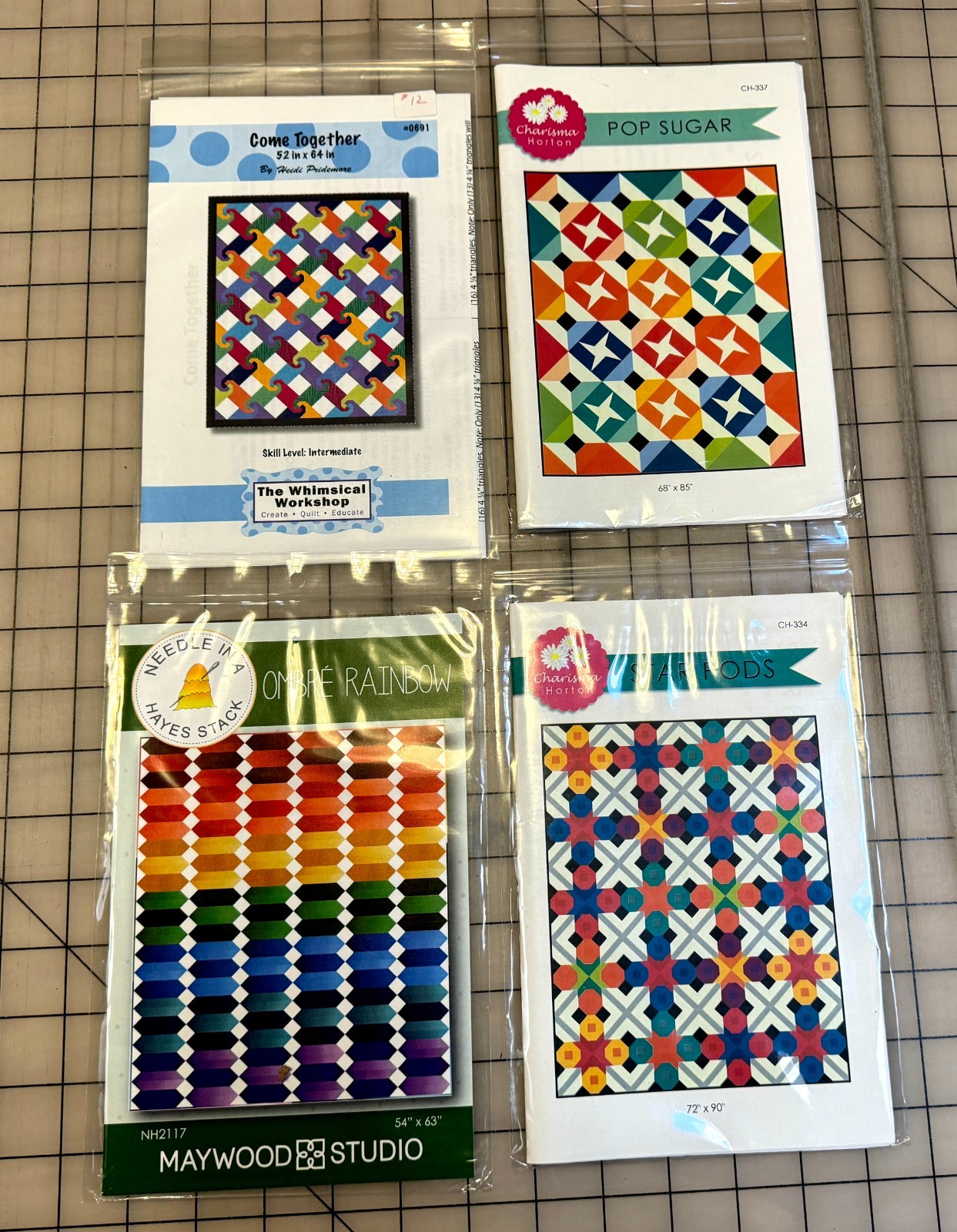 Bundle of 4 Rainbow Palette quilt patterns from our closed quilt shop