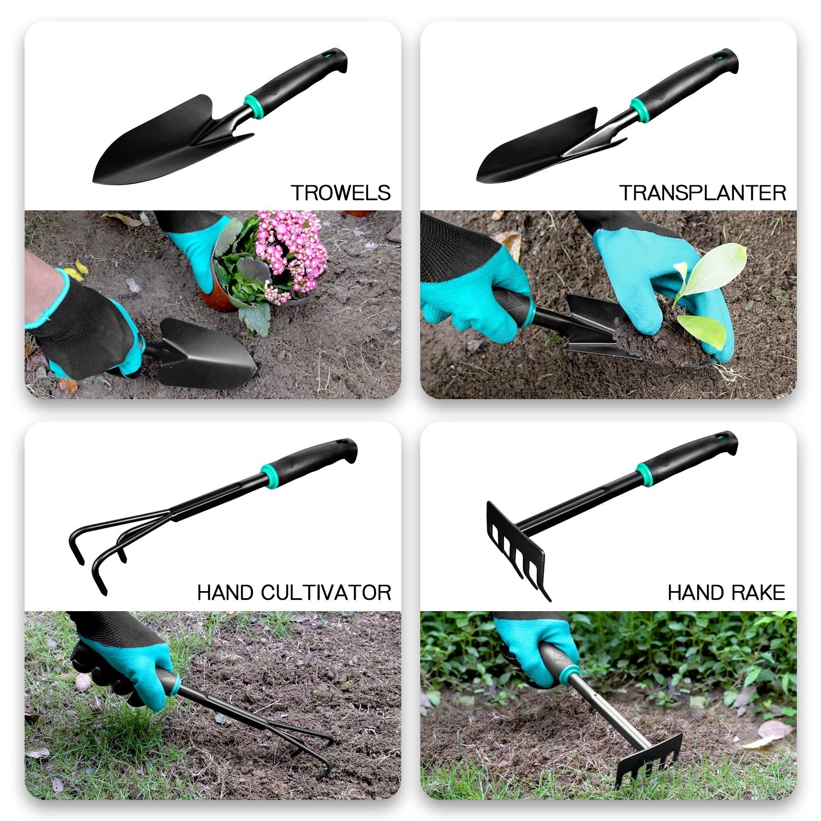 9 PCS Garden Tool Set Kids Gardening Tool Kit for Digging, Planting and Pruni...