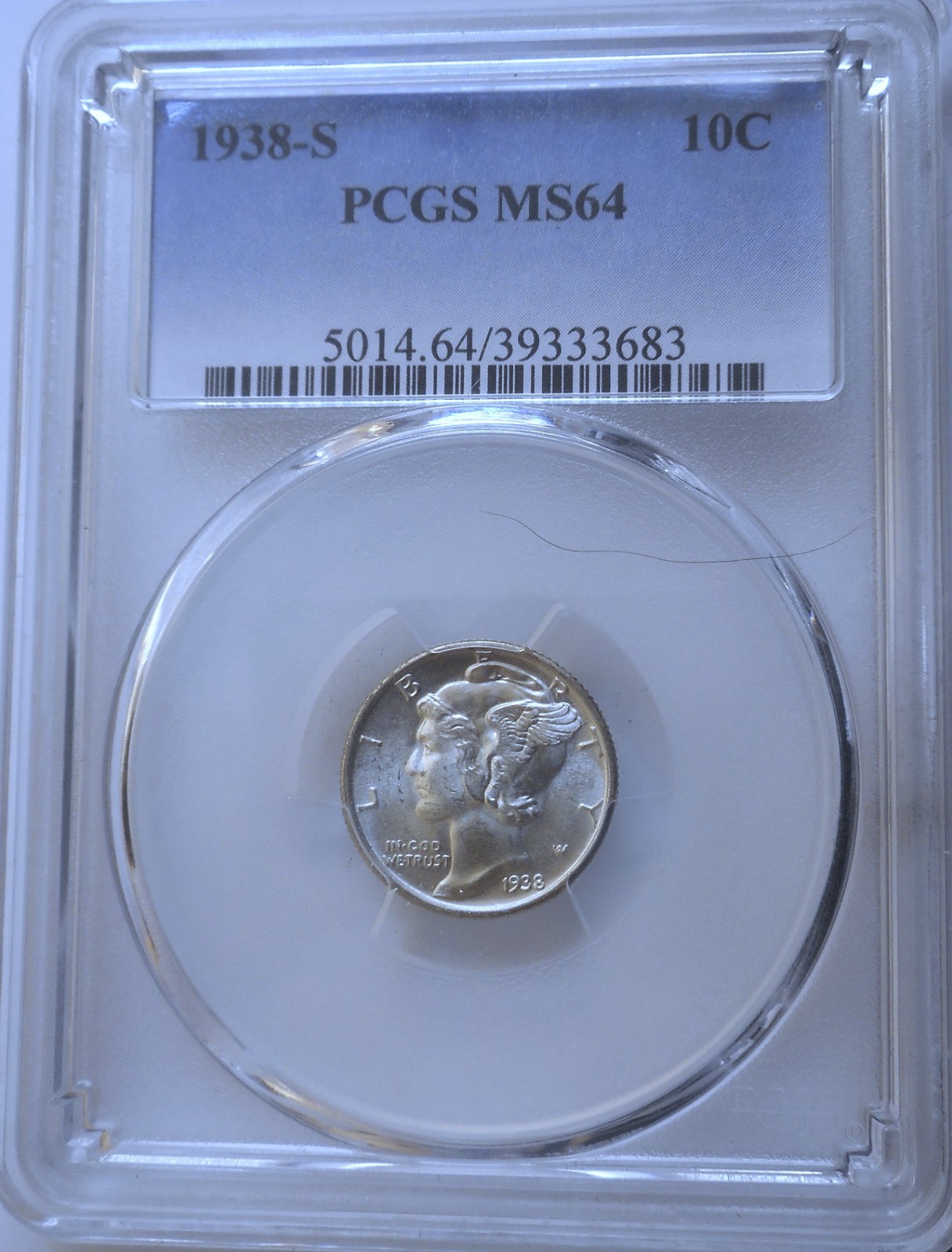 1938-s . Mercury Dime . PCGS MS64 . Choice/Gem BU .