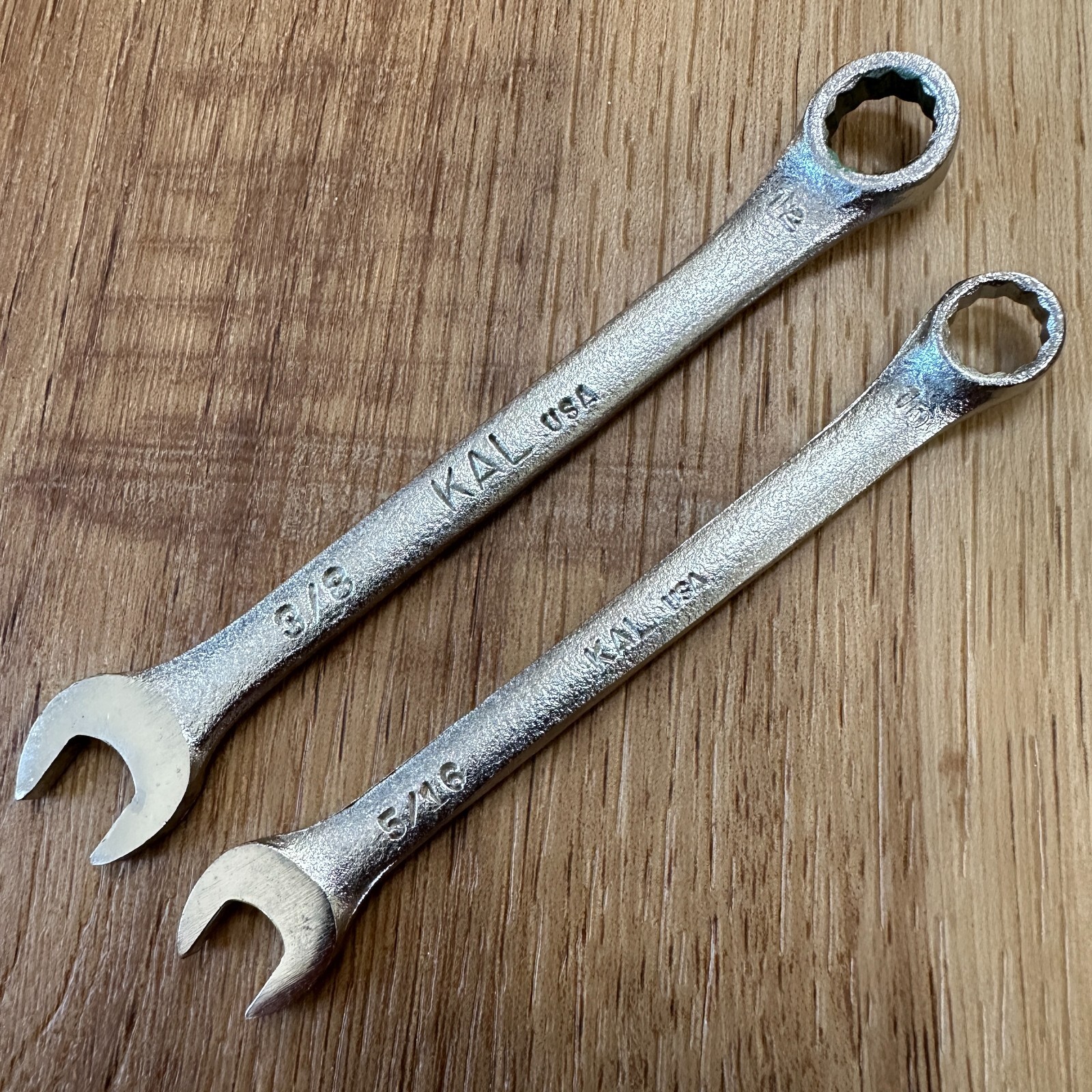 KAL USA 5/16" & 3/8" SAE Combination Wrench 12 Point Set of 2 Tools Made in USA