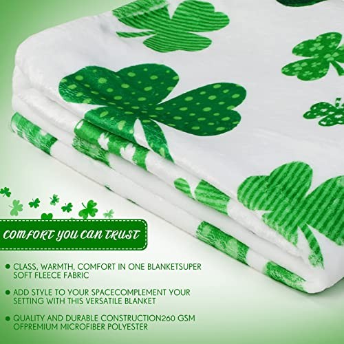 Christmas Throw Blanket Green Lucky Clovers and Shamrocks Throw Classic Style