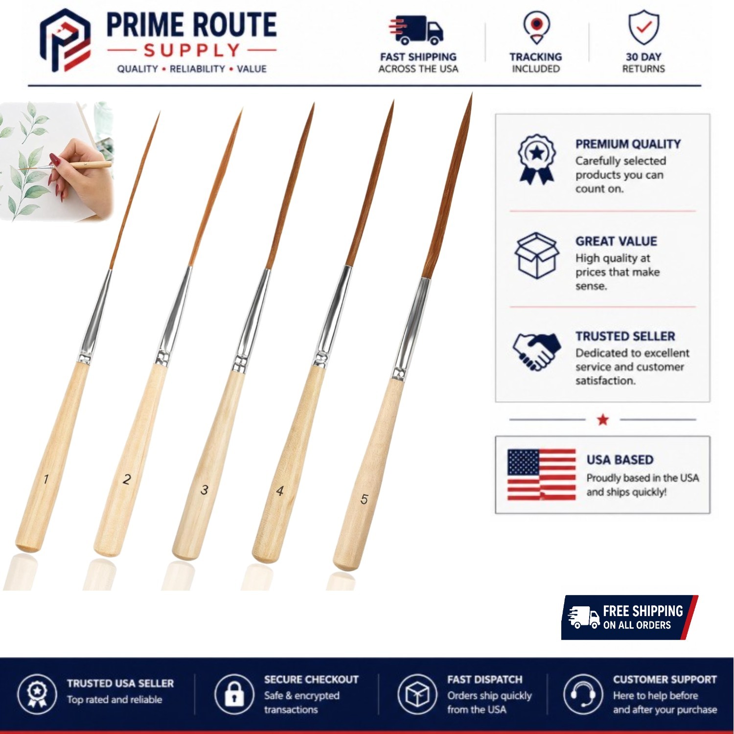 5 Pcs Long Liner Brushes Detail Paint Brushes Extra Long Fine Point Tip