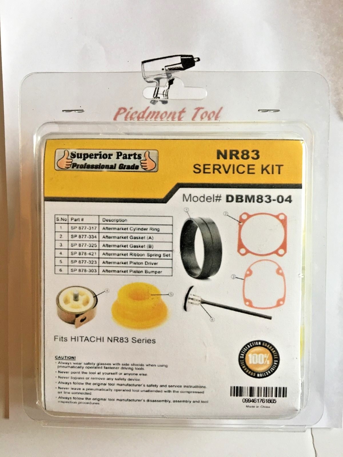 Driver, Bumper, Ribbon Spring, O-Ring & Gasket Service Kit for Hitachi NR83A /A2