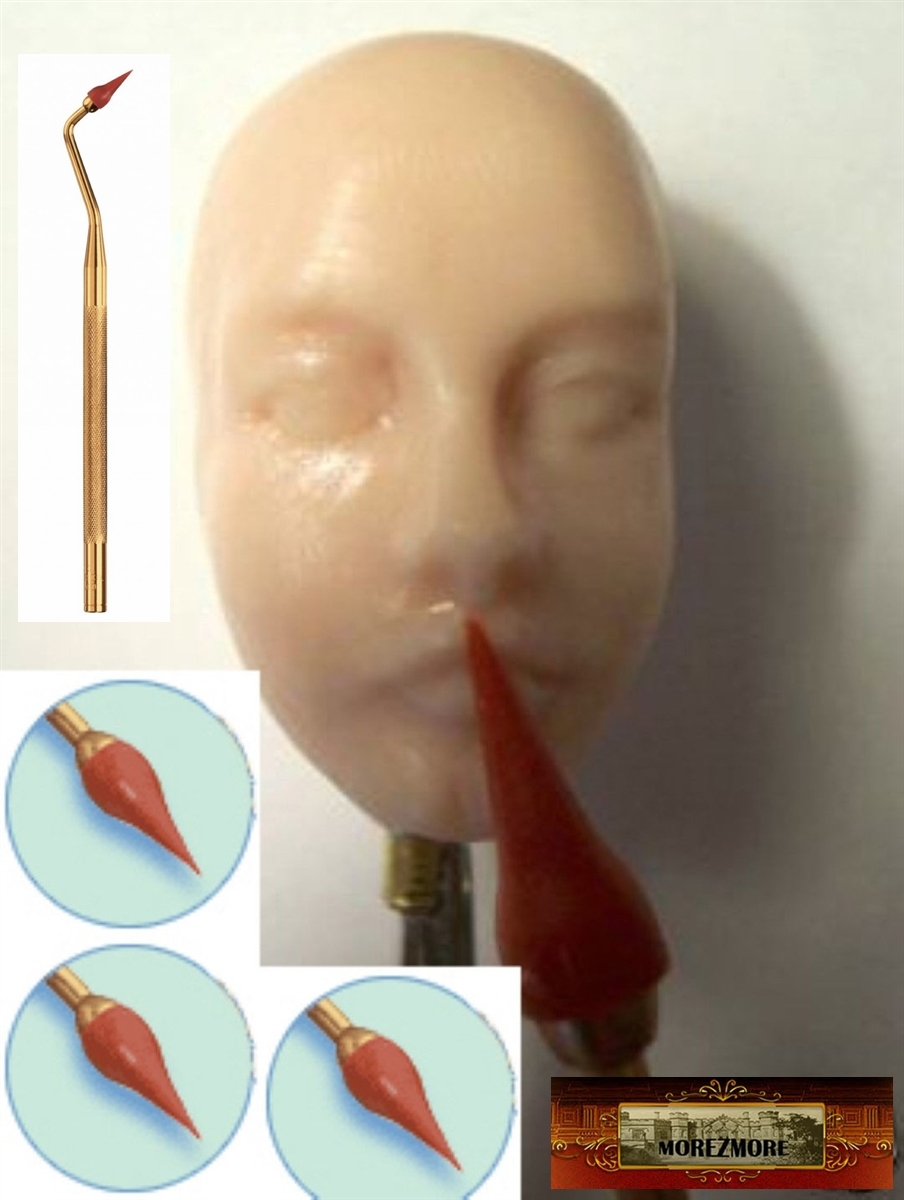 M00221 MOREZMORE Fine Point Rubber Doll Polymer Clay Sculpting Tool 3 Tip