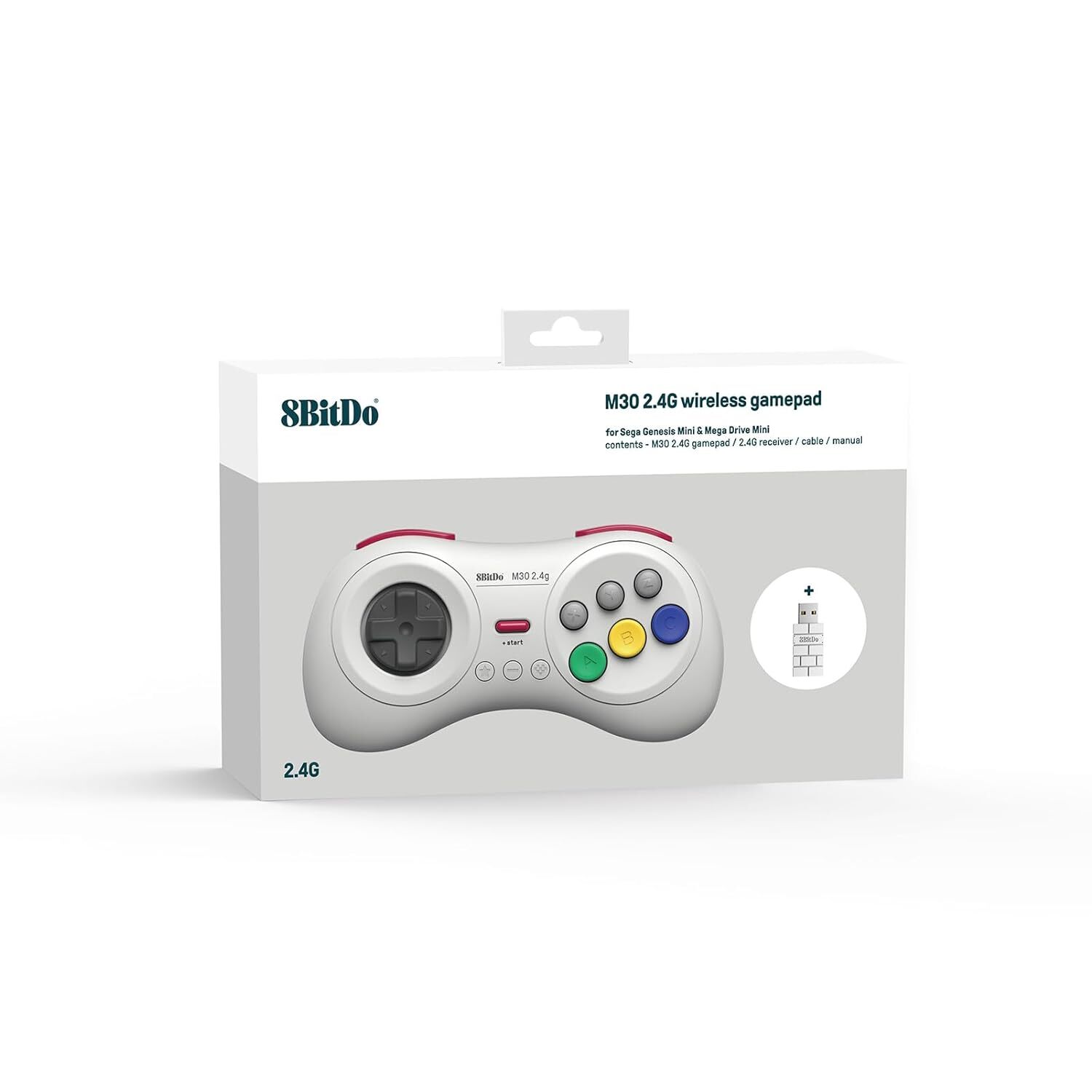 8Bitdo M30 Wireless Controller for Sega Genesis Mini, Nintendo Switch - White