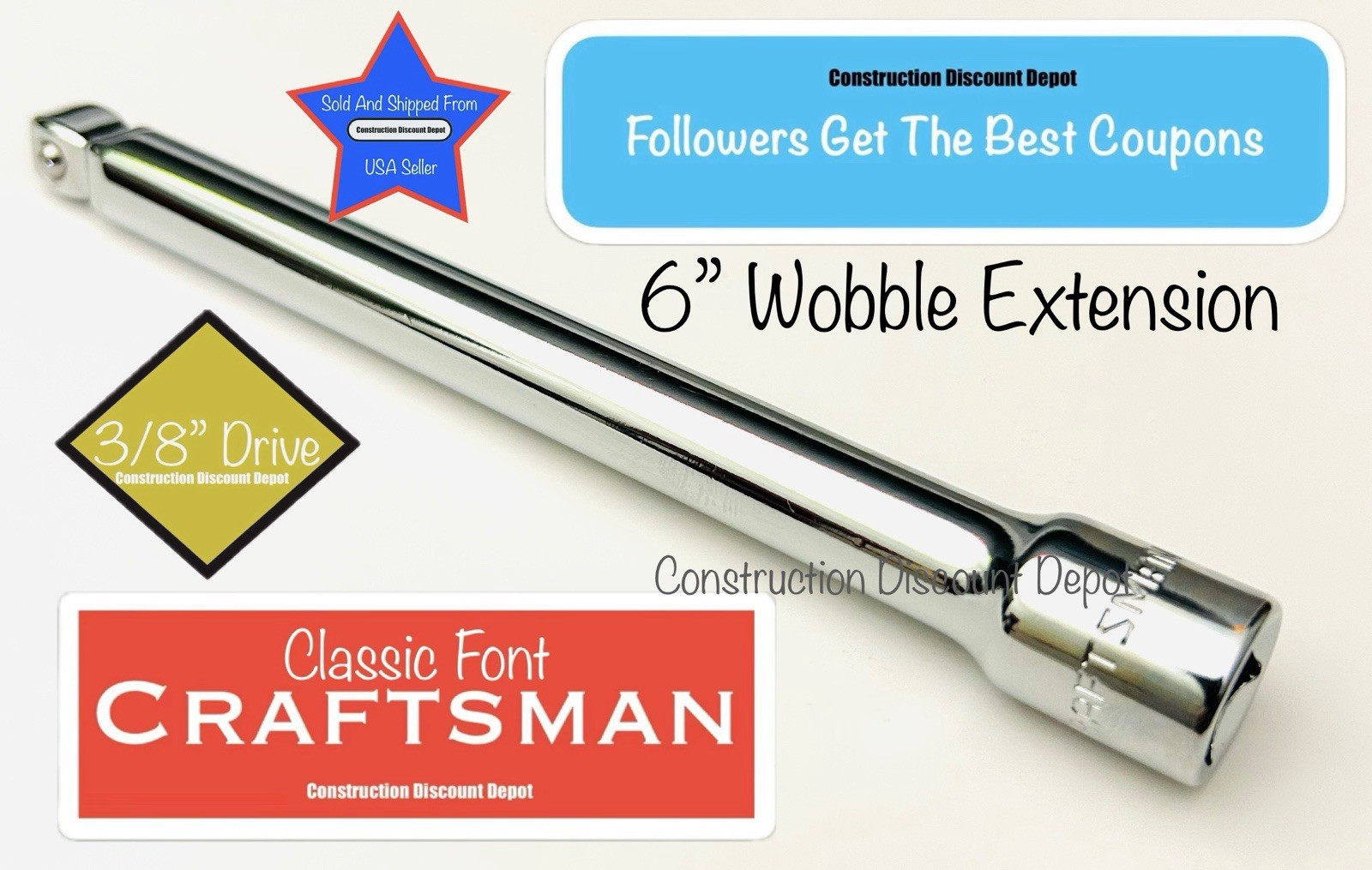 Craftsman 3/8" In. Drive x 6" In.  Wobble Extension Bar 44286