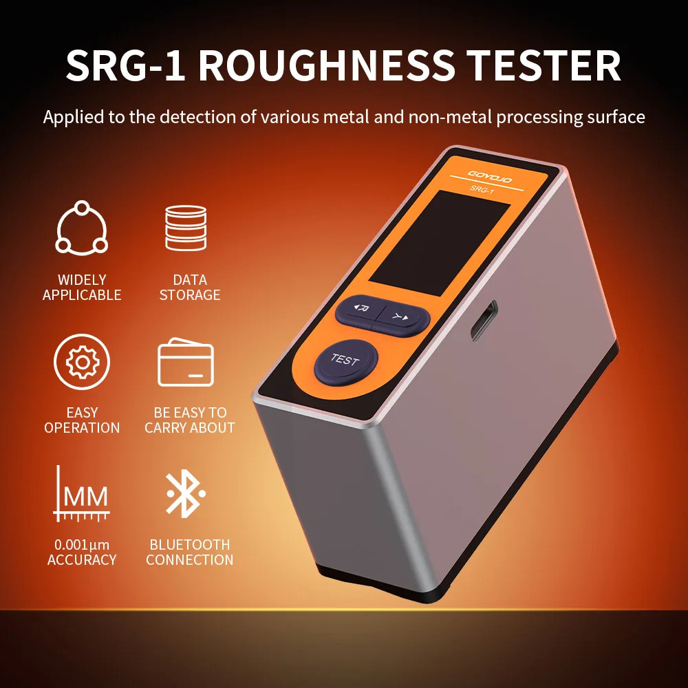 Handheld Surface Roughness Tester Digital Profilometer w/ Bluetooth Ra Rz Rq Rt