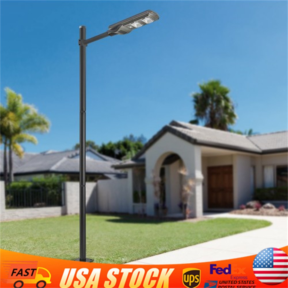Outdoor Street Light Pole Courtyard Parking Lot Lighting Lamp Post W/Ground Cage