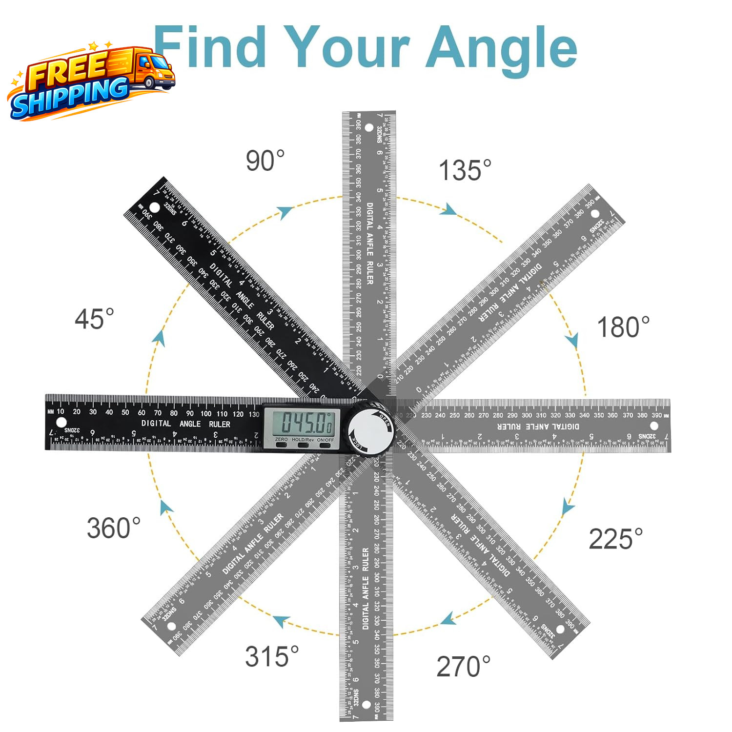 Digital Protractor Angle Finder, 7-Inch Angle Finder & Angle Measuring Tool | AB