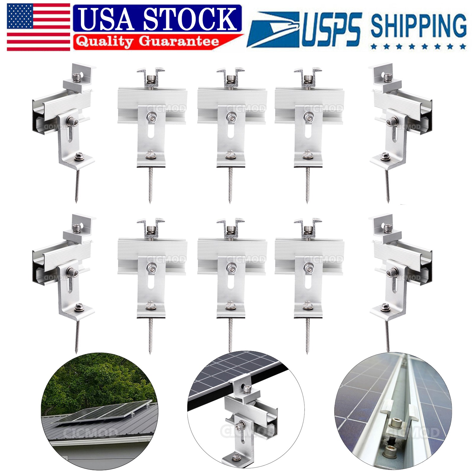 Solar Panel L-Foot Brackets Rail Rack Kit Fixing PV End/Middle Clamps Mounting