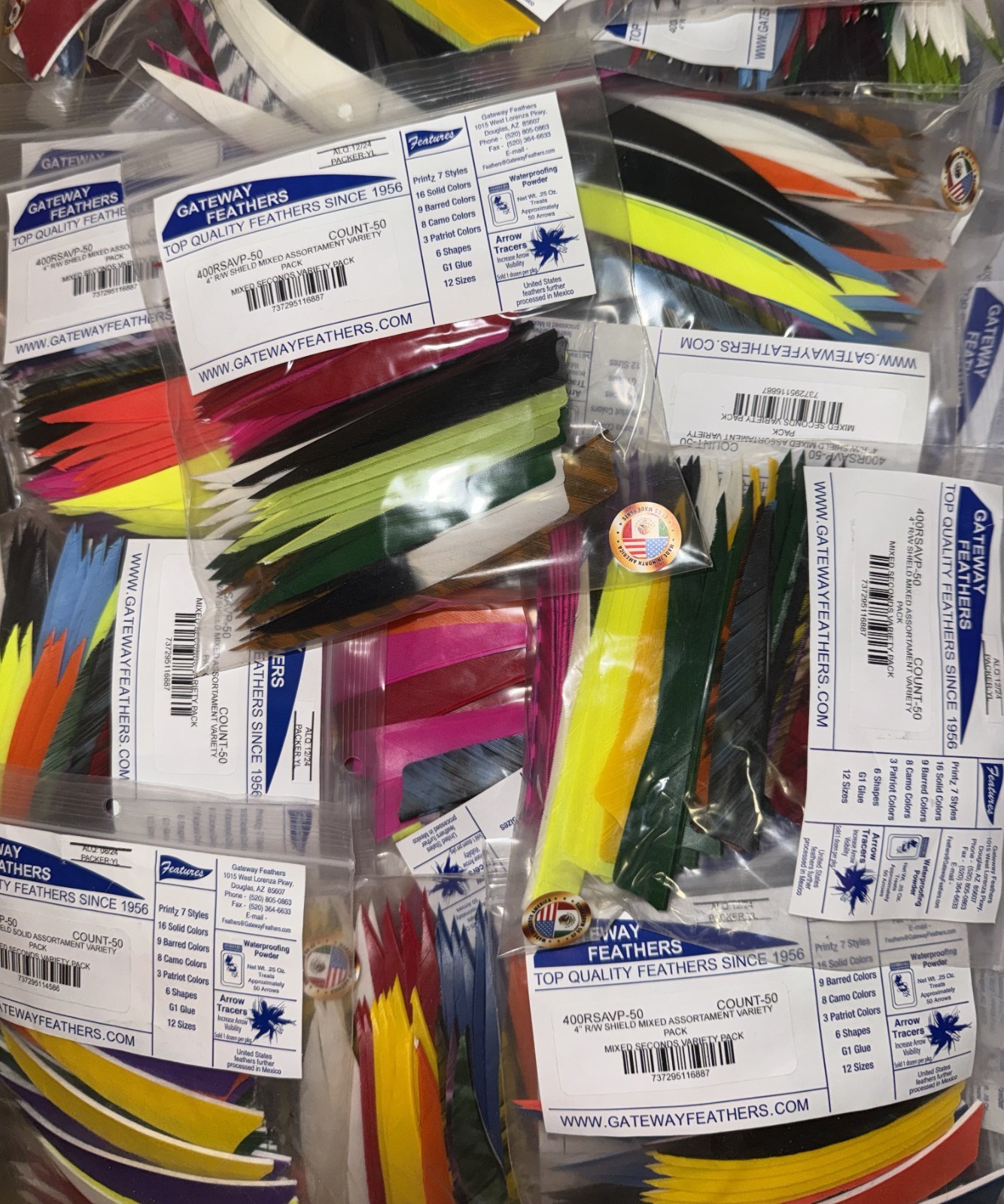Gateway Feathers 2" Left Wing Rayzr Solid Variety pack 50 count