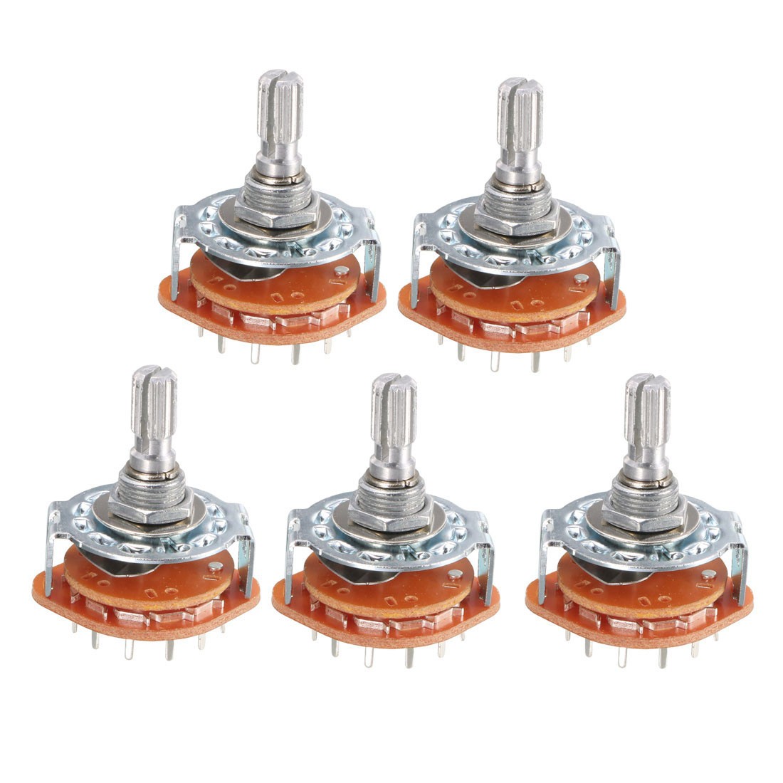 5Pcs 1 Pole 12 Positions 6mm Knurled Shaft Dia Band Selector Rotary Switch