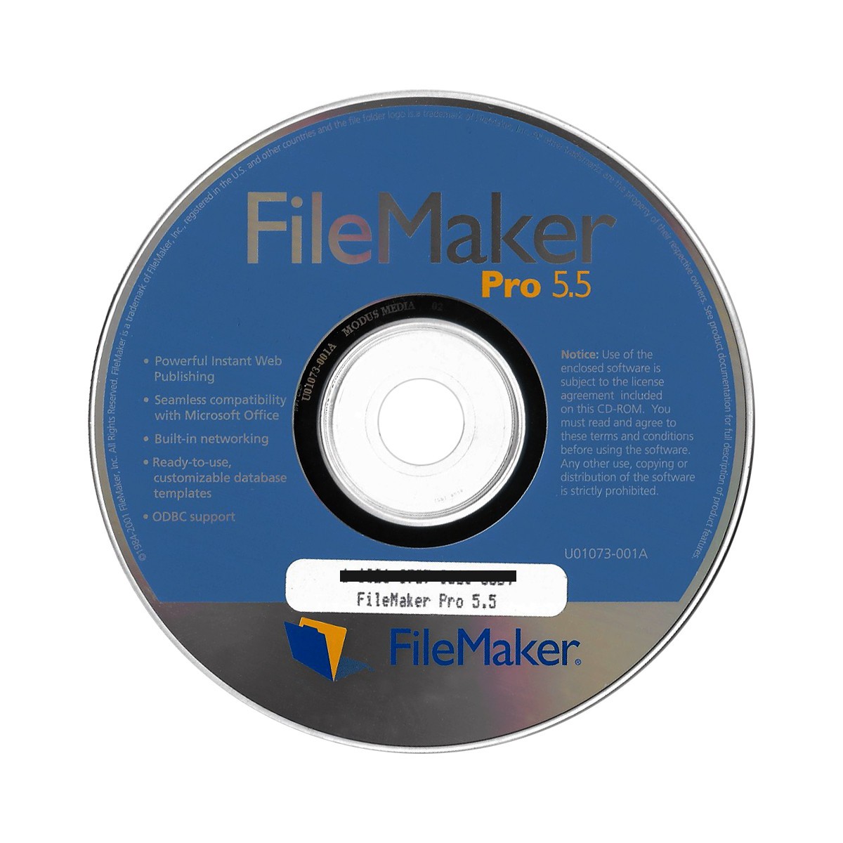FileMaker Pro 5.5 CD-Rom for Windows 95 98 Me NT 4.0 2000