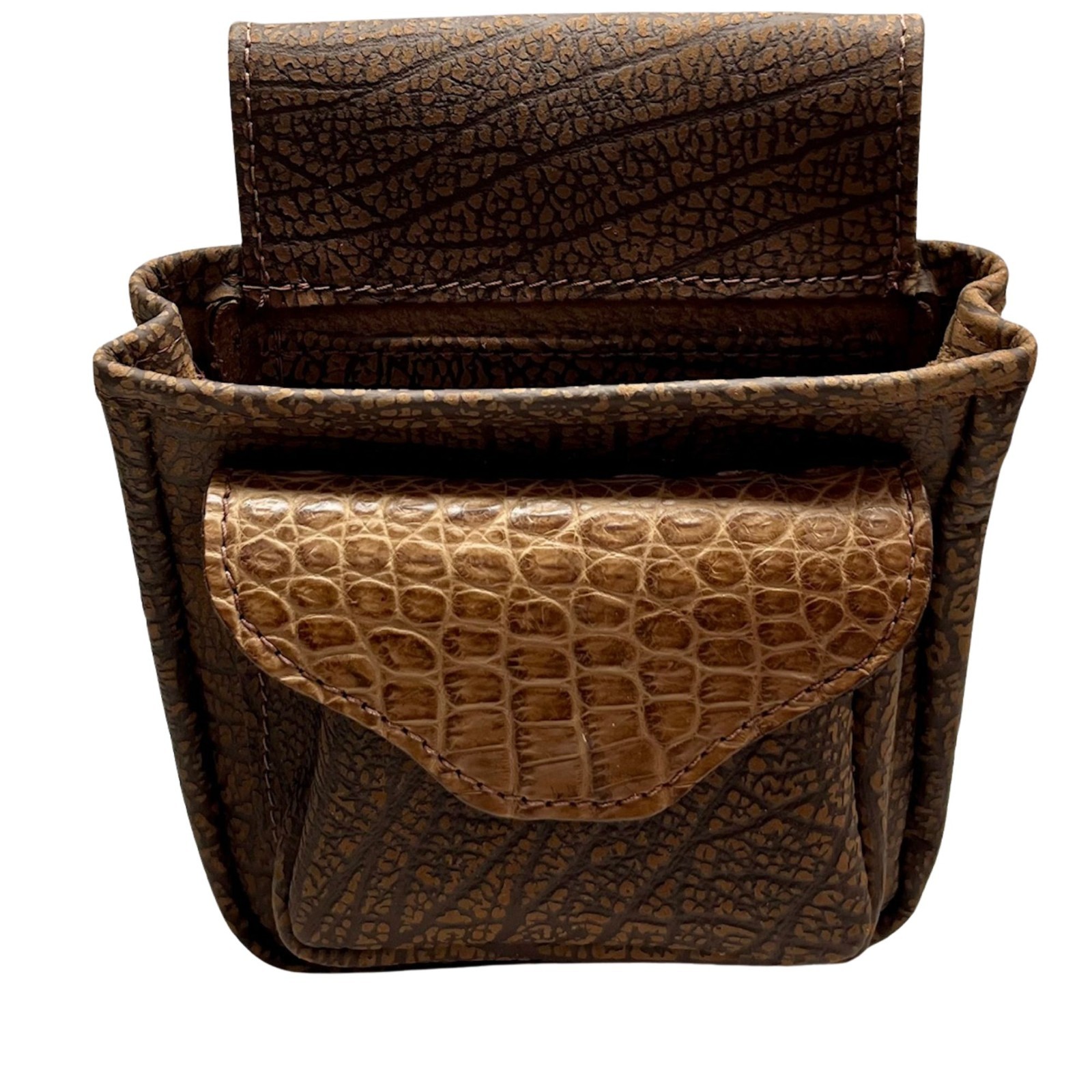 CROCODILE & BUFFALO HIDE SHOTGUN SHELL POUCH Skeet Sporting Clays Trap COGNAC 2