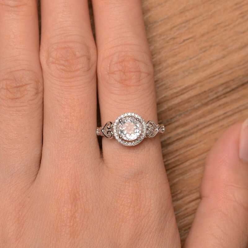 Women Round Cubic Zircon Jewelry Pretty Party 925 Silver Filled Ring 6-10