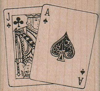 Blackjack 2 1/4 x 2" Rubber Stamp, Gambling Stamp, Blackjack Stamp