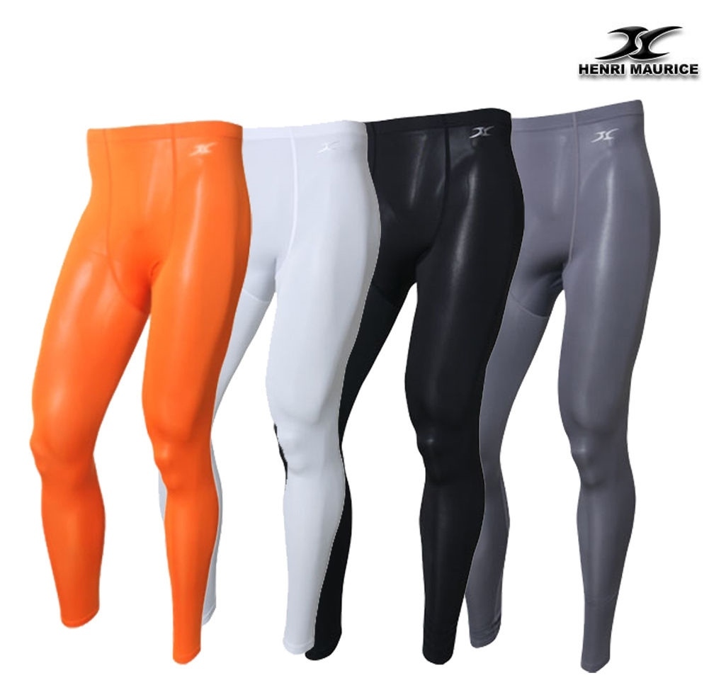 Mens Compression Pants Base Layer Long Bottom Functional Coolon Fabric Orange PS