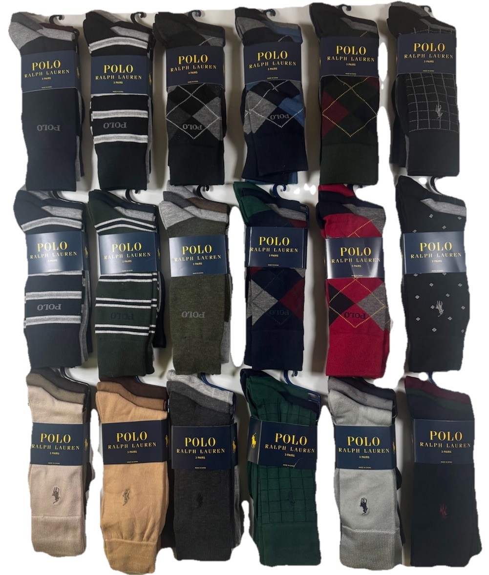 NEW POLO RALPH LAUREN 3-Pair Business Dress Socks Multicolor 6-12 FAST SHIP