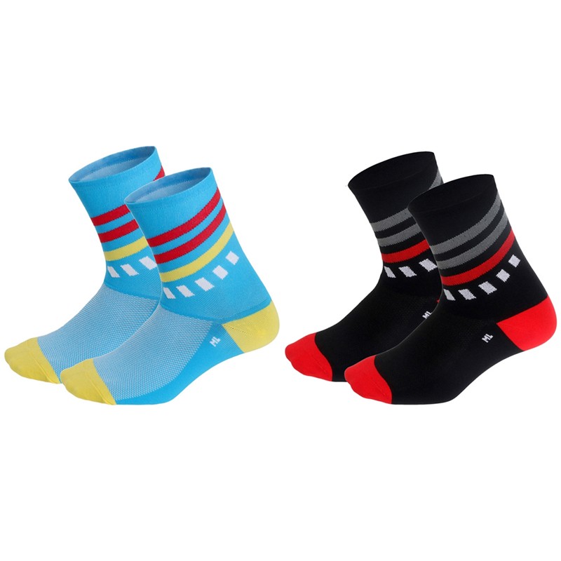 2Pairs Cycling Socks Riding Bicycle Bike Sports Ankle Socks XC MTB Black Blue