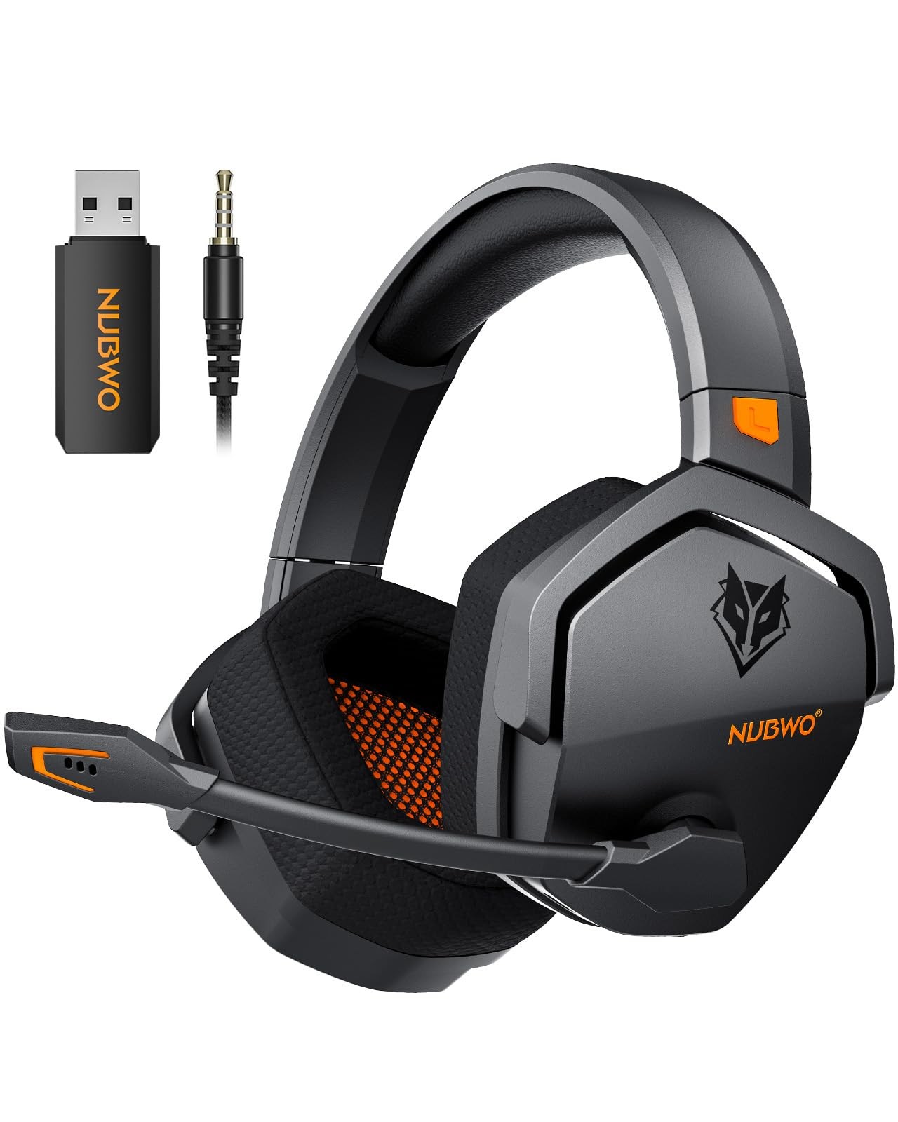 NUBWO Wireless Gaming Headset with Mic for Ps5 Ps4 PC, Zero Larger, Orange