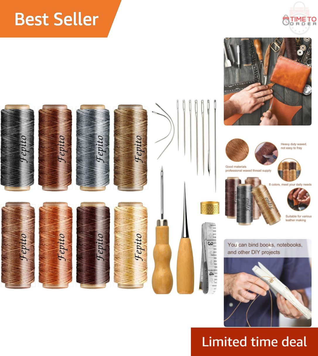 Leather Waxed Thread 8 Colors 264 Yards Heavy Duty Sewing Cord DIY Leather Craft
