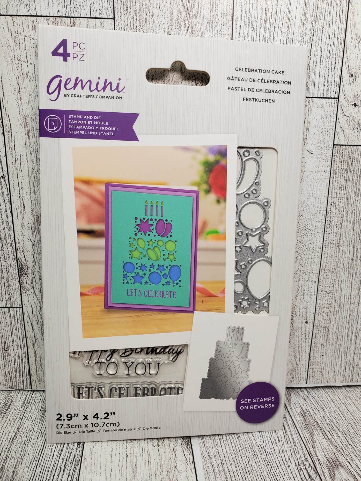 CSD3 Crafters Companion Gemini Celebration Cake Birthday stamp and die set new