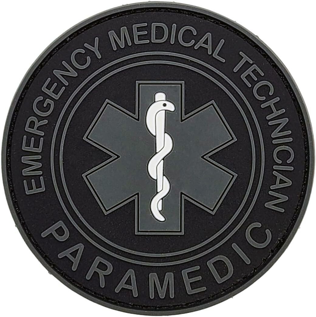 EMT PARAMEDIC FIRST AID PVC RUBBER PATCH | 2PC PVC HOOK BACKING 3" PVC