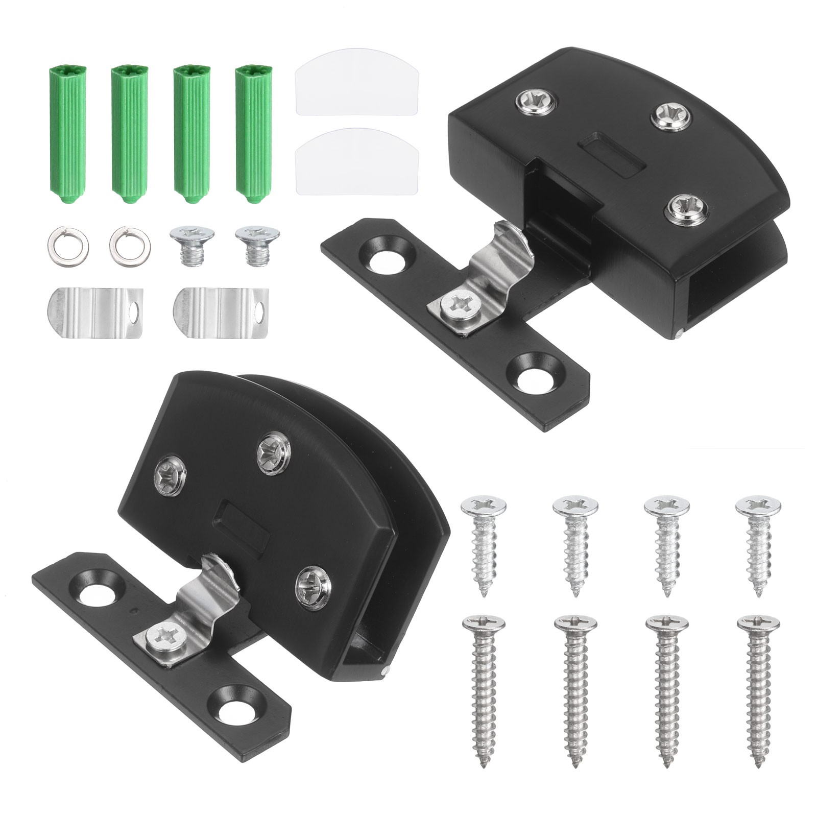 2Pcs Glass Door Hinges, Zinc Alloy for 6-10mm Thickness Glass, Black