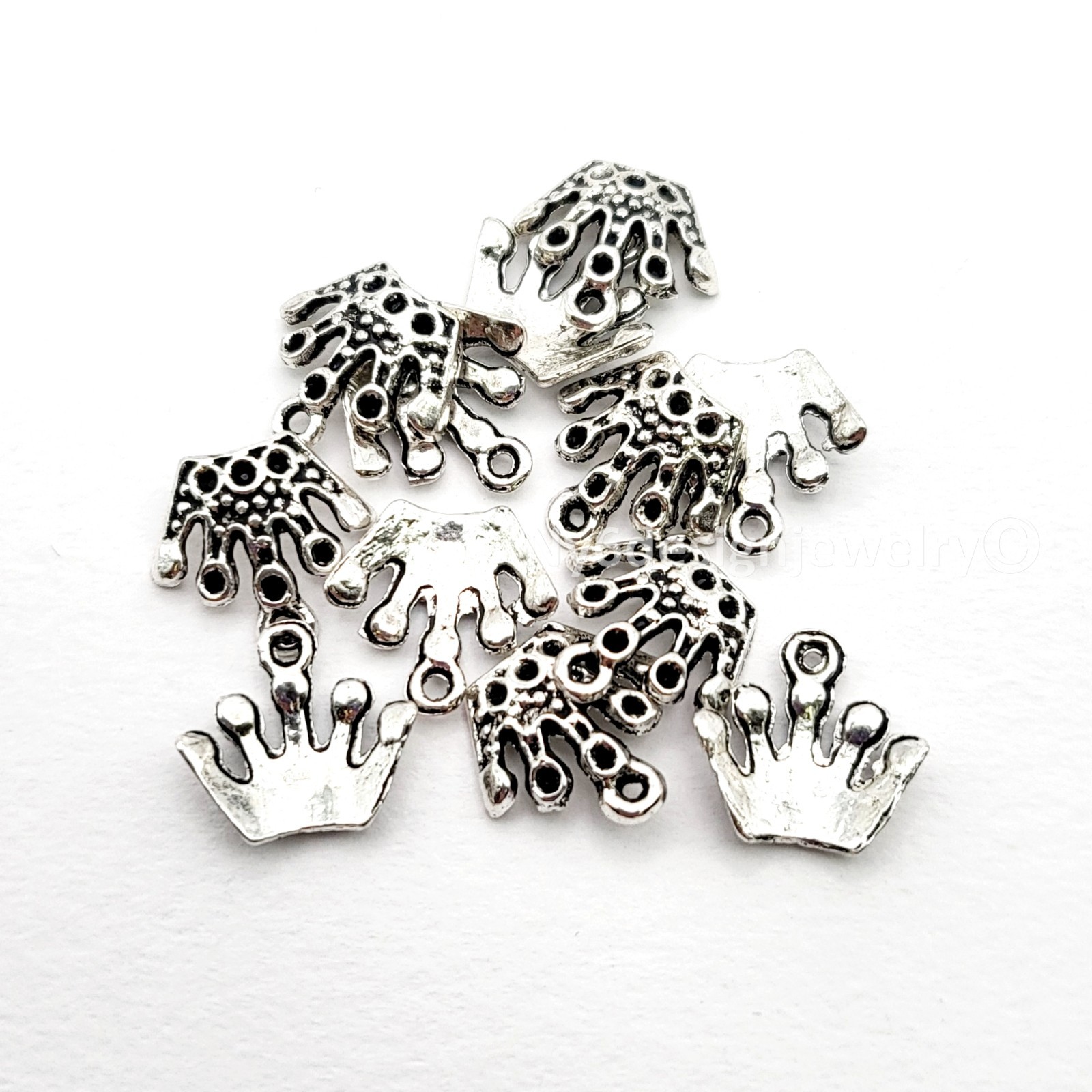 12x12mm Silver Pewter Crown Pendant – 12pcs Metal Charm Findings for Jewelry