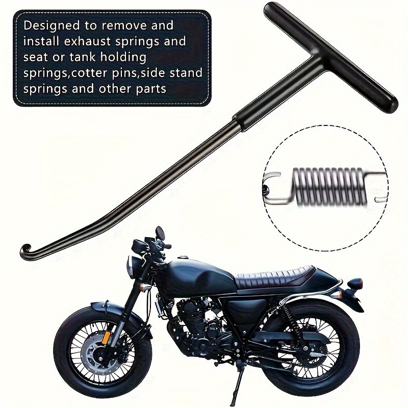 T-Shaped Exhaust Spring Puller with Rubber Grip - Essential Tool for Motorcycles