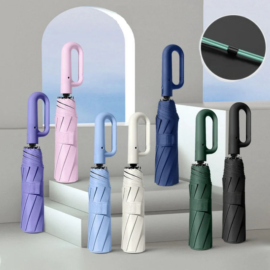 Double Keel Ring Buckle Fully Automatic Folding Umbrella Sunny Rainy Dual-use Wi