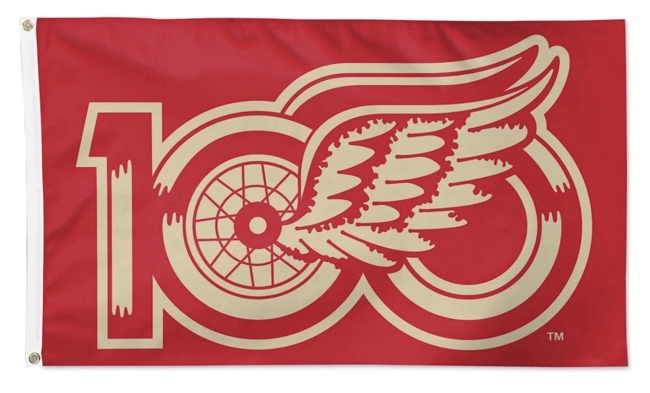 Detroit Hockey Team 100 Years Hockeytown Flag 3x5 ft Red Wings Wall Decor Banner
