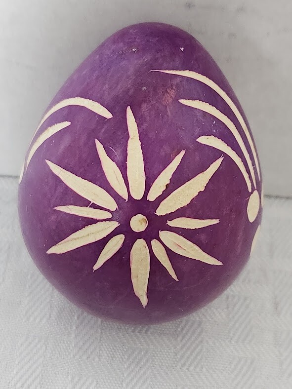 EASTER EGG Purple Dyed Hand Etched Designed-Solid EUC