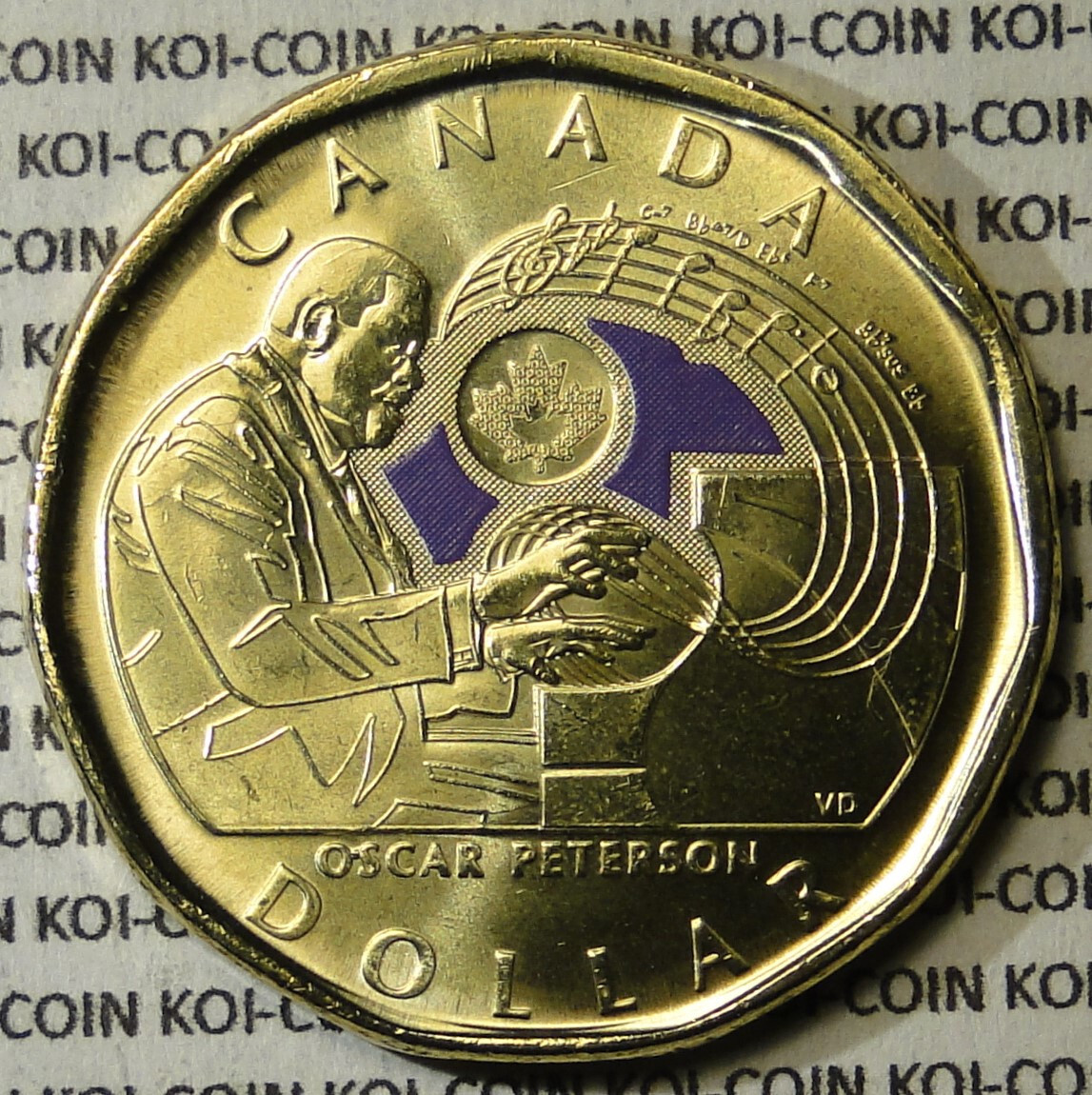 BU Canada 2022 $1 Oscar Peterson colored coin from mint roll uncirculated