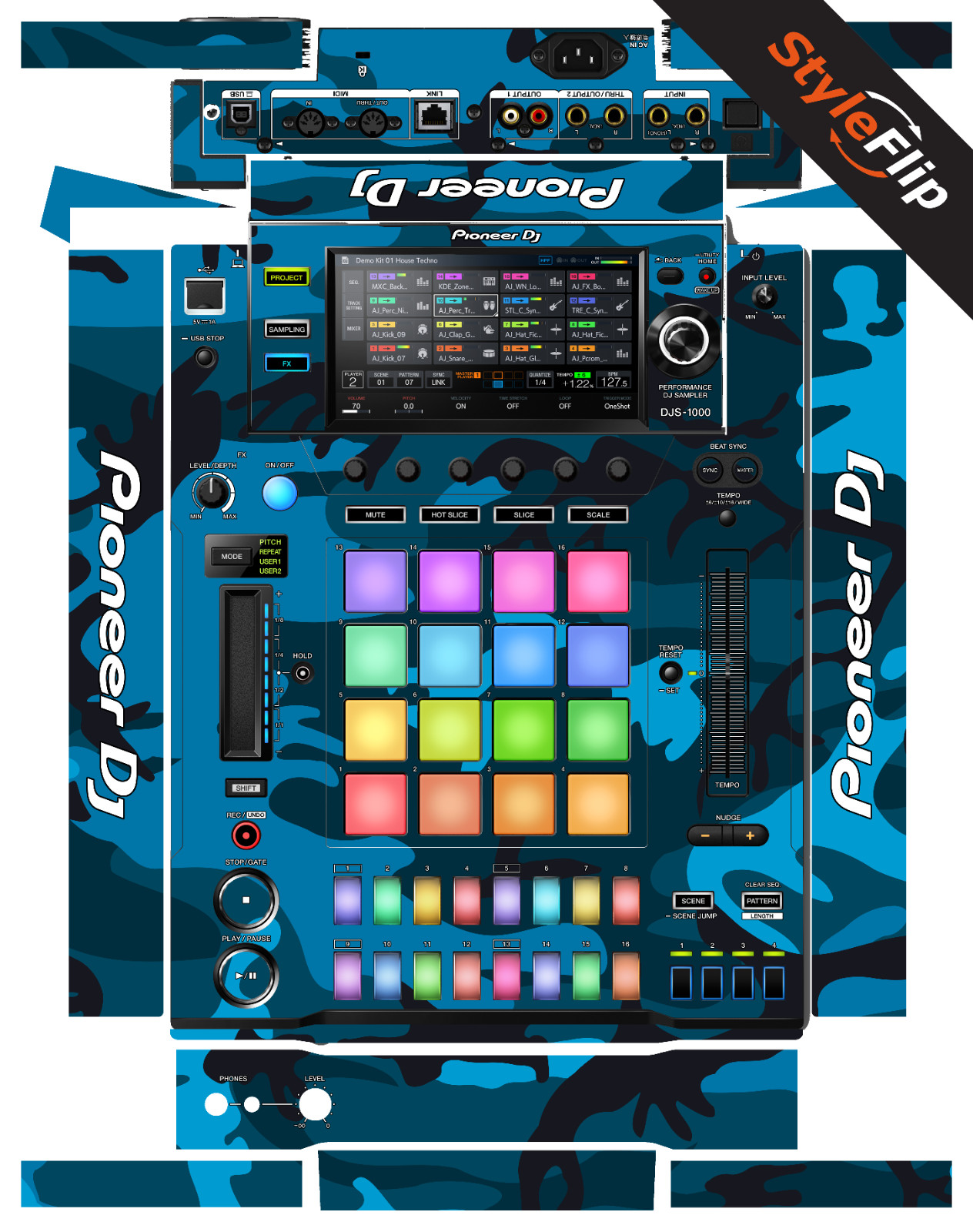 Pioneer DJS-1000 Skin | Blue Camo | Protective Decal | StyleFlip Skins