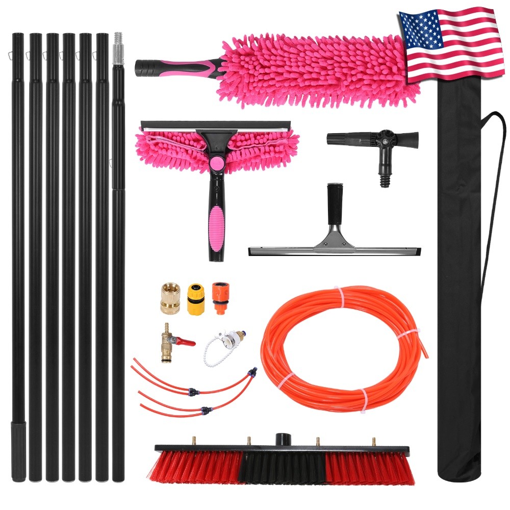 Solar Panel Cleaner Height Adjustable Water Fed Telescopic Brush for Roof Window