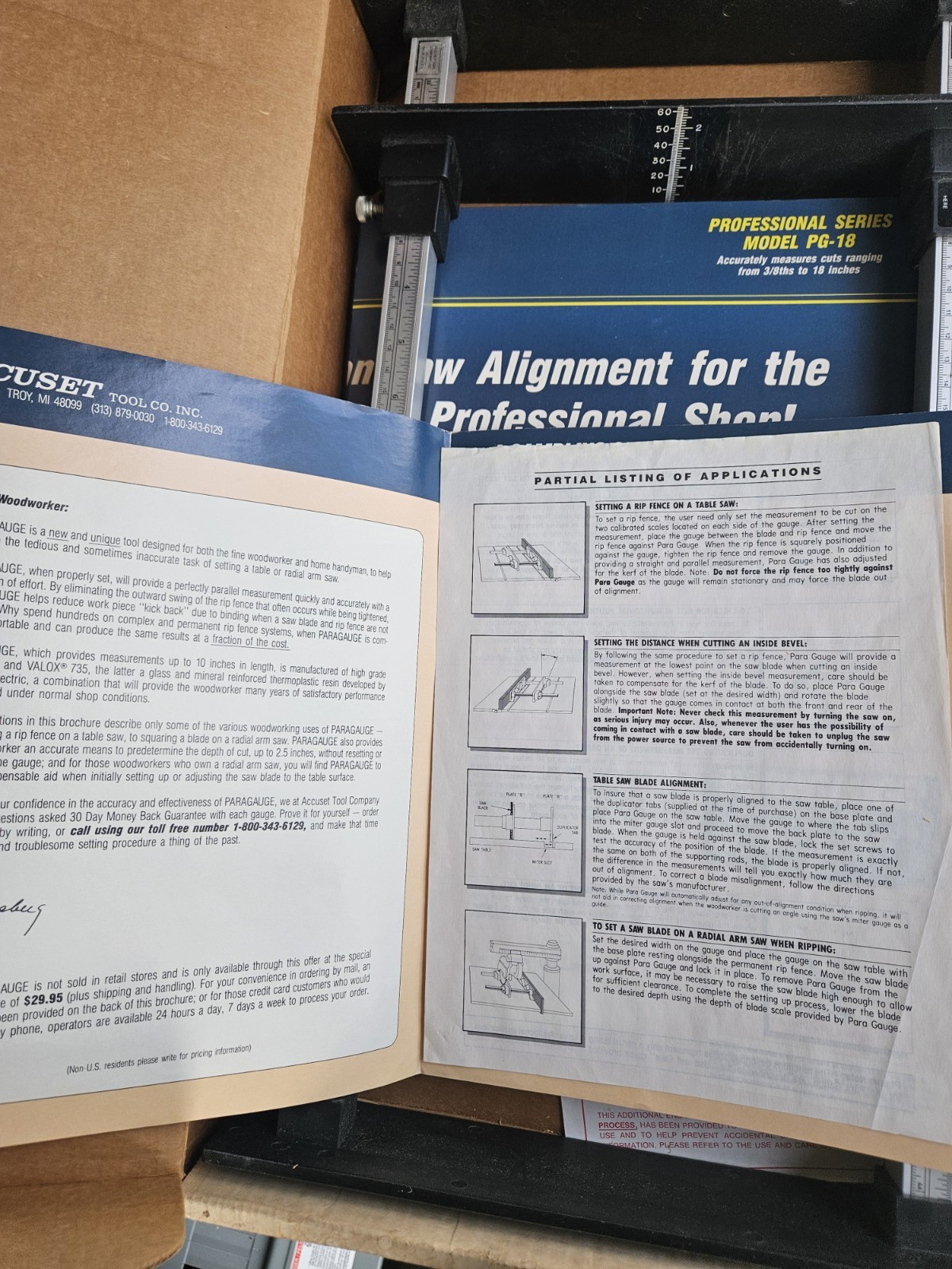 Accuset Tool Co. Paragauge Measuring Instrument