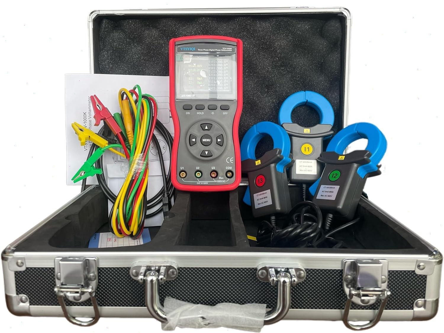 Large Caliber Three Phase Digital Voltmeter AC Current Voltage Tester Meter 600A